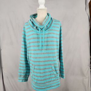 Made for Life Women’s  Size Large Mint Blue Gray Long Sleeve Pullover Mock Neck